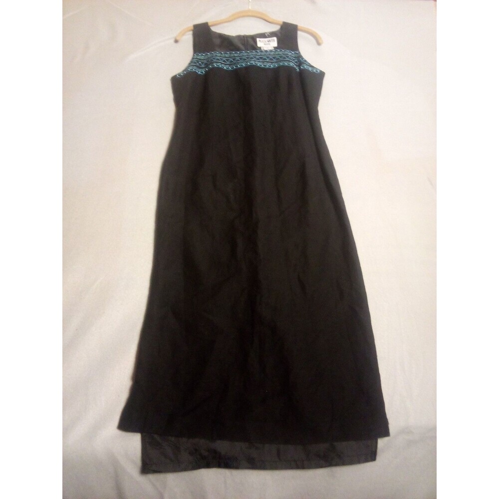 Vintage Plaza South Black Straight Dress Blend Linen And Rayon Lined Polyester